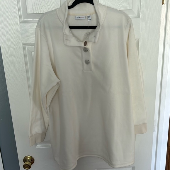 Denim & Co. cream fleece tunic. NWOT - Picture 1 of 2